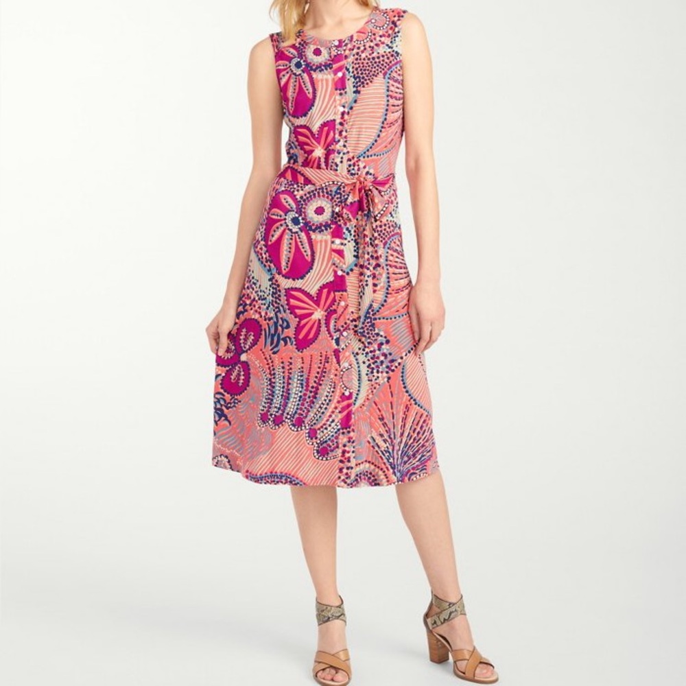 Tommy Bahama Carnival Lights Midi Shirt Dress in Bright Coral - NWOT - Small